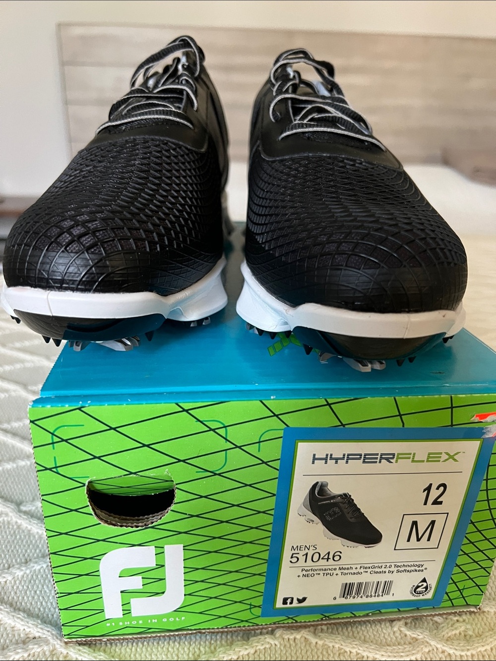 Hyperflex Black Golf Spikes with Yellow Accents FootJoy size 12 NEW